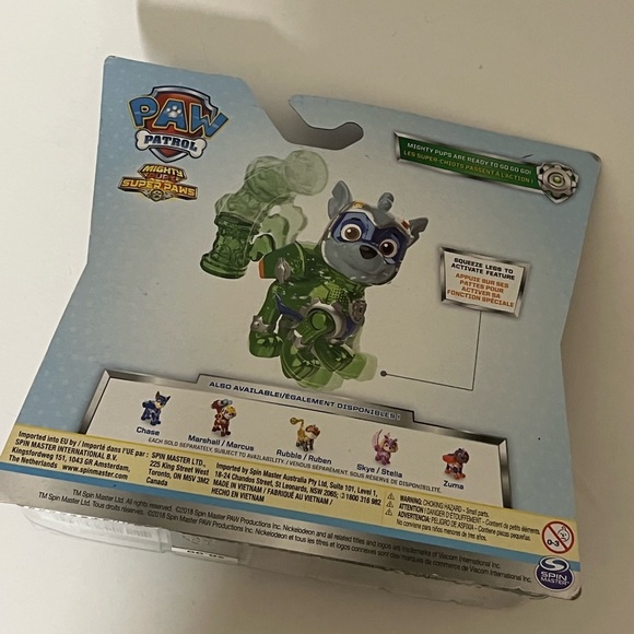 Paw Patrol Nickelodeon Mighty Pups Super Paws ROCKY Spin Master Hammer Action - Picture 2 of 4